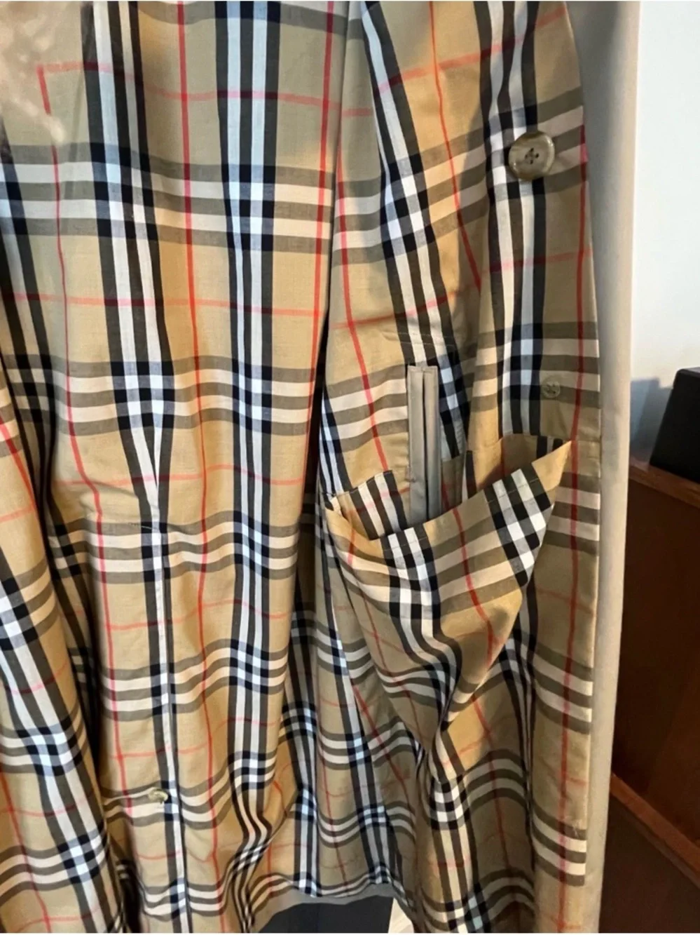 Burberry Beige Plaid Lined Trench Coat - Picture 3 of 8